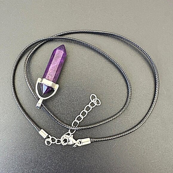 Natural Quartz Chakra Crystal Healing Point Cut Gemstone Amethyst Agate Pendant - Picture 2 of 4